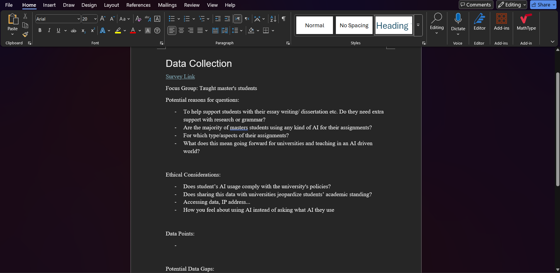 Survey Question Brainstorm